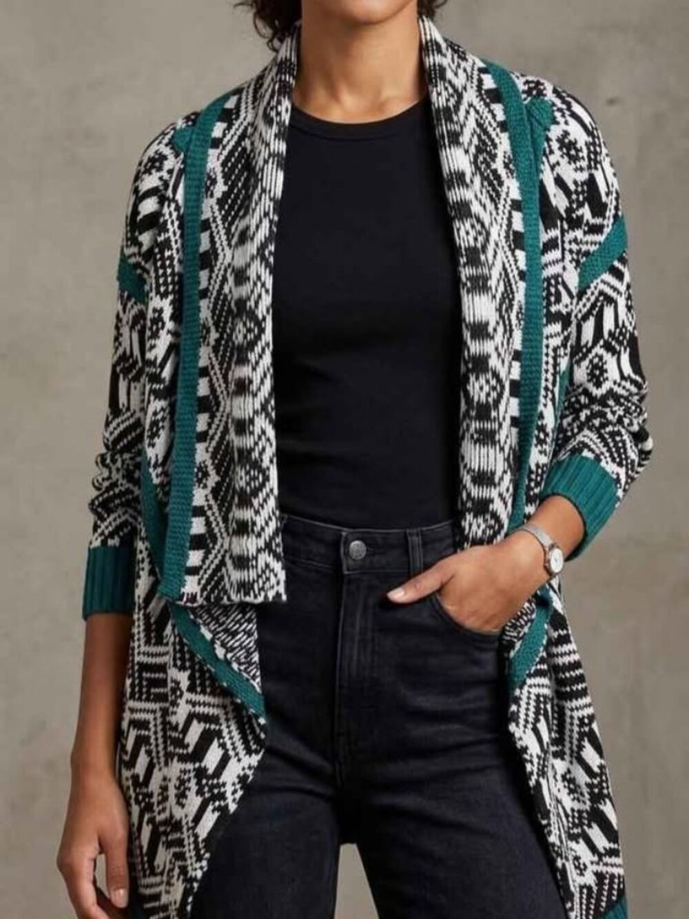 Romeo & Juliet couture long sleeve draped cardigan
